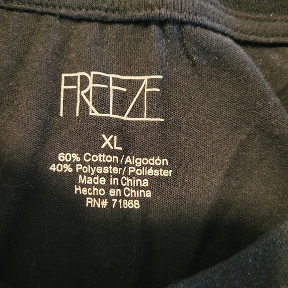 Black Floral Print T-shirt with Quote, sz XS-S - Picture 3 of 3